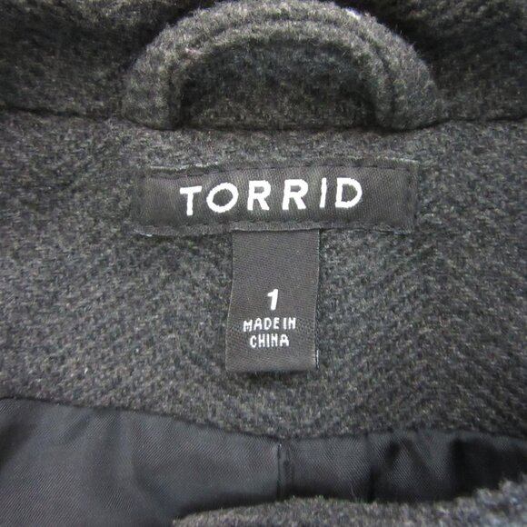 TORRID Dark Gray Herringbone Fit & Flare 1X Military Theme Dress - Picture 4 of 5